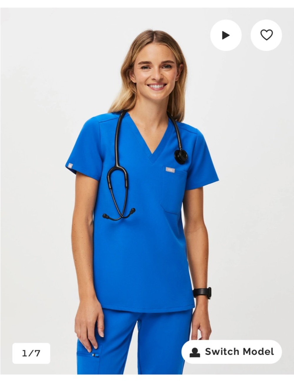 Figs Women’s Catarina Scrub Top in Royal Blue
